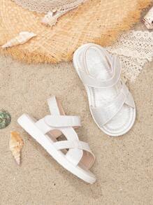 Baby Girls Metallic Ankle Strap Sandals For Summer - Silver - View 5