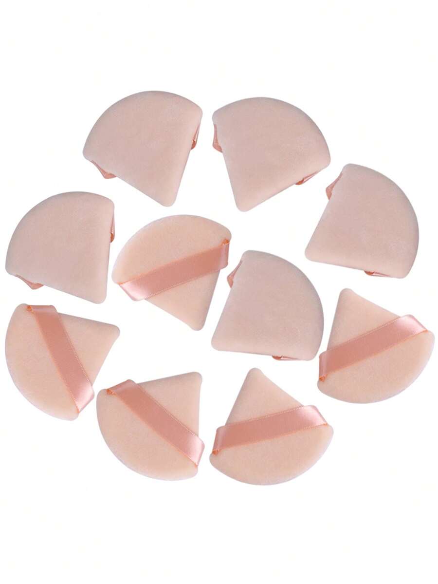 Bông phấn trang điểm , 10 cái Bông phấn trang điểm Bộ Bột Puff Nước Tẩy trang Tấm lót Phấn phủ dạng bột Trang điểm Applicator Đối với Trang điểm khuôn Mặt - Màu be - Xem 1