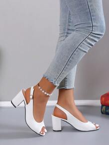 Women's High Heel Plus Size Shoes - White - View 1