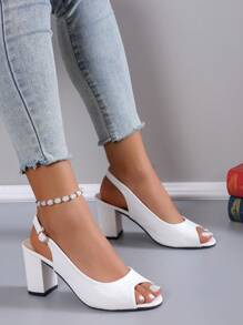 Women's High Heel Plus Size Shoes - White - View 3