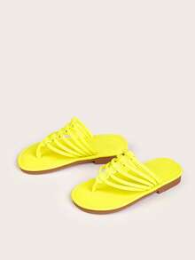 Chicas Chanclas con multitira para verano - Amarillo - Ver 4