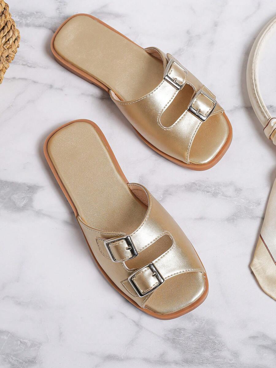 Chicas 1 par Sandalias con diseño de hebilla anti deslizante para verano - Dorado - Ver 1