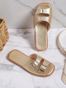 Chicas 1 par Sandalias con diseño de hebilla anti deslizante para verano - Dorado - Ver 2