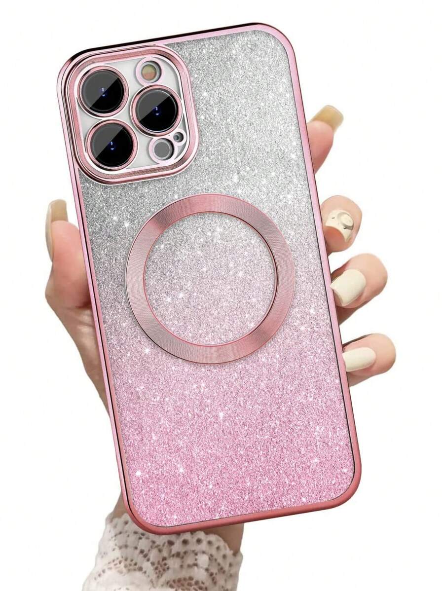 Hadaasi 粉色电镀磁性渐变水钻纸质太空手机壳，内置镜头保护膜，超薄设计，兼容 17E/17Pro/17ProMax/17Air/17/16Pro/16ProMax/16Plus/16/15Pro/15ProMax/15Plus/15/14Pro/14ProMax/14Plus/14/13Pro/13ProMax/13/12Pro/12ProMax/12/11ProMax/11/11Pro/XSMax/XR/XS/X 和 Galaxy S24Ultra/S24Plus/S24/S23Ultra/S23Plus/S23/S22Ultra/S22Plus/S22