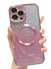 Hadaasi 粉色电镀磁性渐变水钻纸质太空手机壳，内置镜头保护膜，超薄设计，兼容 17E/17Pro/17ProMax/17Air/17/16Pro/16ProMax/16Plus/16/15Pro/15ProMax/15Plus/15/14Pro/14ProMax/14Plus/14/13Pro/13ProMax/13/12Pro/12ProMax/12/11ProMax/11/11Pro/XSMax/XR/XS/X 和 Galaxy S24Ultra/S24Plus/S24/S23Ultra/S23Plus/S23/S22Ultra/S22Plus/S22 - 粉色 - 查看 3