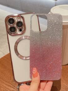 Hadaasi 粉色电镀磁性渐变水钻纸质太空手机壳，内置镜头保护膜，超薄设计，兼容 17E/17Pro/17ProMax/17Air/17/16Pro/16ProMax/16Plus/16/15Pro/15ProMax/15Plus/15/14Pro/14ProMax/14Plus/14/13Pro/13ProMax/13/12Pro/12ProMax/12/11ProMax/11/11Pro/XSMax/XR/XS/X 和 Galaxy S24Ultra/S24Plus/S24/S23Ultra/S23Plus/S23/S22Ultra/S22Plus/S22 - 粉色 - 查看 4