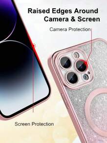 Hadaasi 粉色电镀磁性渐变水钻纸质太空手机壳，内置镜头保护膜，超薄设计，兼容 17E/17Pro/17ProMax/17Air/17/16Pro/16ProMax/16Plus/16/15Pro/15ProMax/15Plus/15/14Pro/14ProMax/14Plus/14/13Pro/13ProMax/13/12Pro/12ProMax/12/11ProMax/11/11Pro/XSMax/XR/XS/X 和 Galaxy S24Ultra/S24Plus/S24/S23Ultra/S23Plus/S23/S22Ultra/S22Plus/S22 - 粉色 - 查看 9