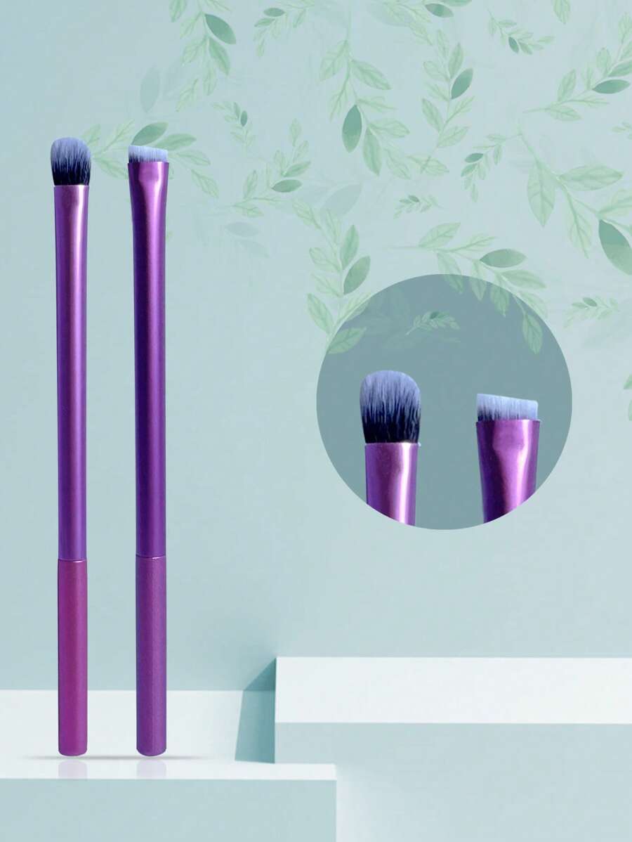 1 bộ Cọ kẻ lông mày & phấn mắt - Màu tím - Xem 1