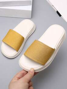 Chicas Zapatillas con banda única para verano - Amarillo - Ver 2