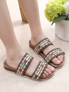 Chicas Zapatillas de color combinado con tira doble para verano - Multicolor - Ver 1