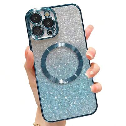 Hadaasi 蓝色电镀磁性渐变水钻纸质太空壳，内置镜头保护膜，超薄手机壳，兼容 17E/17Pro/17ProMax/17Air/17/16Pro/16ProMax/16Plus/16/15Pro/15ProMax/15Plus/15/14Pro/14ProMax/14Plus/14/13Pro/13ProMax/13/12Pro/12ProMax/12/11ProMax/11/11Pro/XSMax/XR 和 Galaxy S24Ultra/S24Plus/S24/S23Ultra/S23Plus/S23/S22Ultra/S22Plus/S22