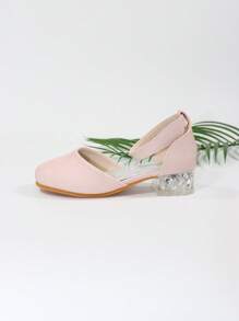 Girls Chunky Heeled Ankle Strap Pumps For Outdoor - Pink - View 4