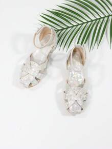 Girls Braided Design Chunky Heeled Ankle Strap Sandals For Summer - Multicolor - View 1