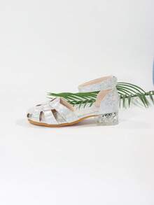 Girls Braided Design Chunky Heeled Ankle Strap Sandals For Summer - Multicolor - View 2