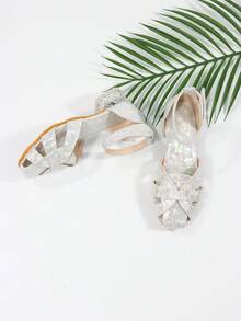 Girls Braided Design Chunky Heeled Ankle Strap Sandals For Summer - Multicolor - View 3