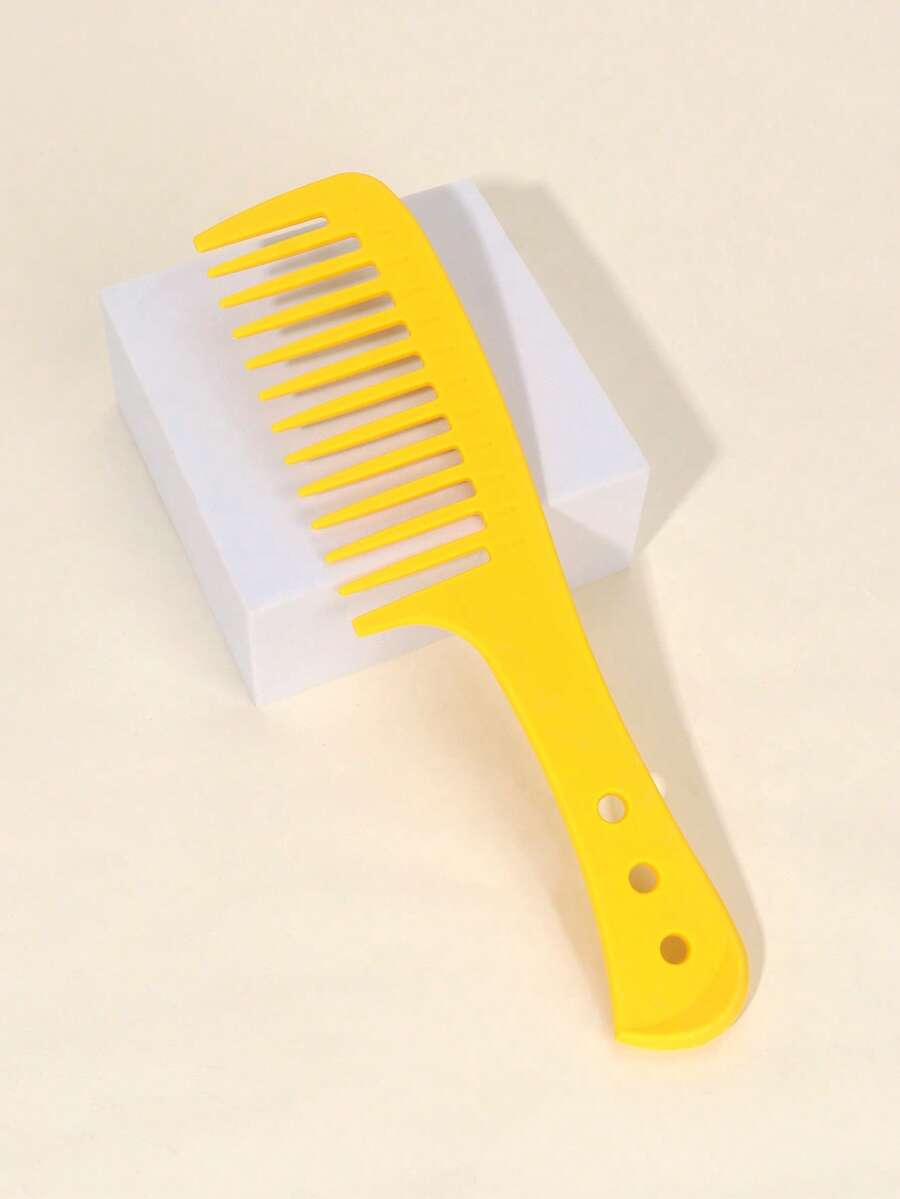 1pc Wide Tooth Hair Comb - Yellow - View 1