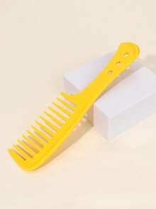 1pc Wide Tooth Hair Comb - Yellow - View 2