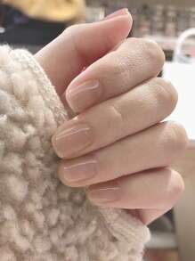 採用24入短方形純色全覆蓋假指甲套裝，瞬間升級你的造型，按壓式指甲，指甲用品 - 卡其色 - 查看 1