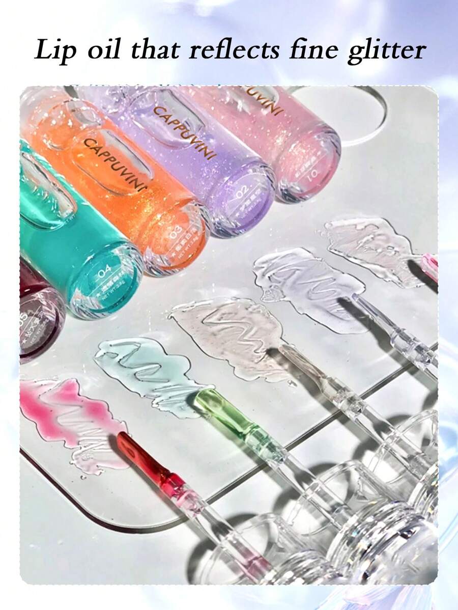 Crystal Bright Lip Oil,Transparent Shine Shimmer Mirror Glass Lip Lipstick Base Lip Gloss