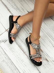 平底水鑽涼鞋適用於女士舒服女士鞋