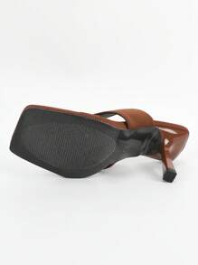 Women's High Heel Sandals Fashionable And Versatile Toe-joined Sandals, Women's Coffee Brown High-heeled Sandals