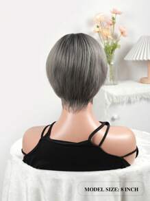 NEWLOOK Short Hair Wigs Grey Color Synthetic Short Pixie Cut Wig 8 Inch Short Wigs For Women - Grey - View 2