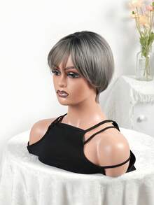 NEWLOOK Short Hair Wigs Grey Color Synthetic Short Pixie Cut Wig 8 Inch Short Wigs For Women - Grey - View 3