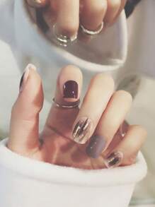 YTJ Nâng cấp ngay vẻ ngoài của bạn với 24 chiếc Bộ móng tay giả vuông ngắn lấp lánh chi tiết tinh tế - Nhiều màu - Xem 1