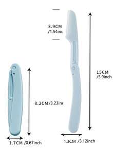 眉毛修剪器，1件装不锈钢黑色眼部工具眉毛剃刀面部剃刀眉毛刮刀小刮刀，便宜，圣诞礼物，化妆品，化妆工具，廉价商品，礼物，女士礼物，圣诞礼物 - 淺藍色 - 查看 3