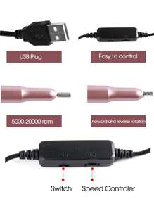 FULL BEAUTY 指甲鑽指甲銼,專業電動指甲鑽機器套裝指甲拋光頭美甲配件美甲工具 - 彩色 - 查看 4