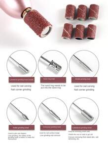 FULL BEAUTY 指甲鑽指甲銼,專業電動指甲鑽機器套裝指甲拋光頭美甲配件美甲工具 - 彩色 - 查看 11