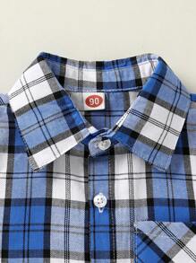 男嬰們夏季休閒柔軟和舒服格紋前紐扣襯衫帶補丁口袋 - 彩色 - 查看 4