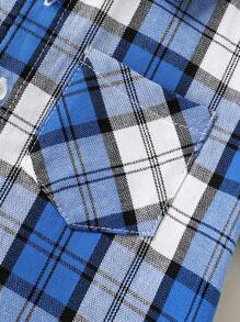 男嬰們夏季休閒柔軟和舒服格紋前紐扣襯衫帶補丁口袋 - 彩色 - 查看 5