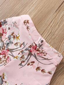 Toddler Girls Floral Print Ruffle Trim Top & Wide Leg Trousers - Pink - View 3