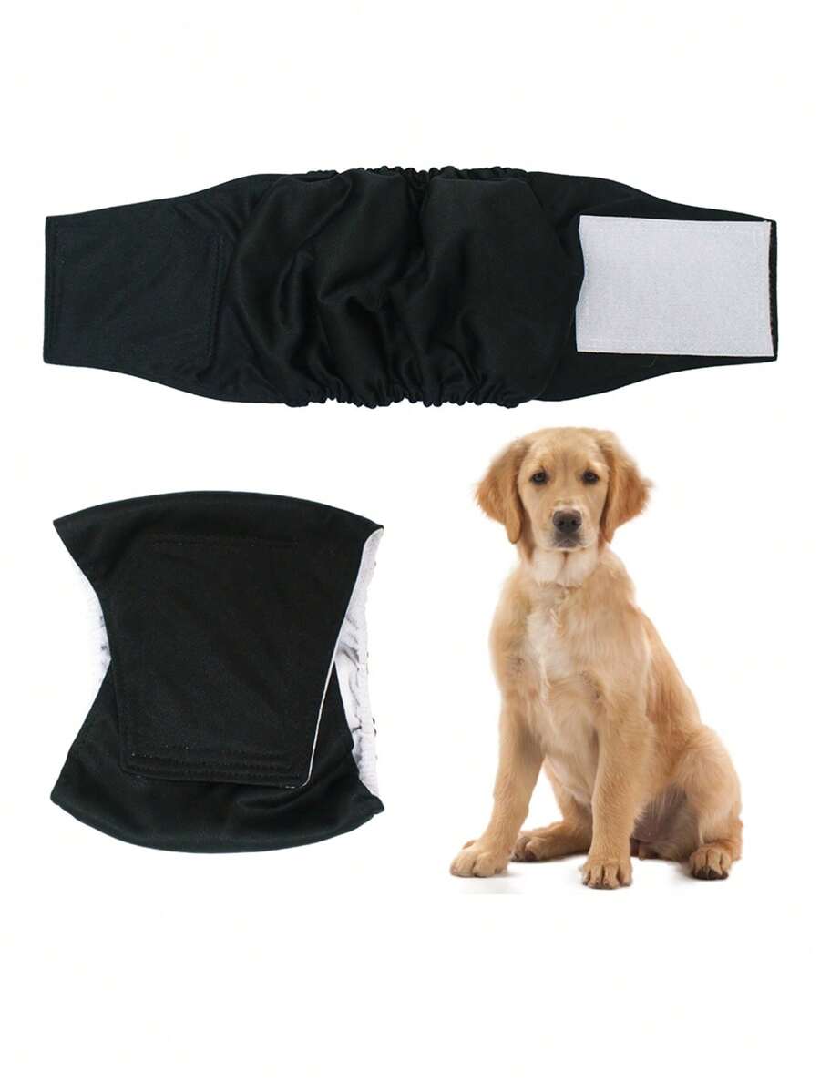 1pc Solid Dog Sanitary Pants - Black - View 1