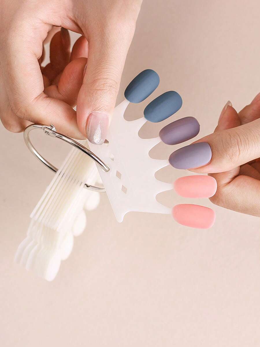 皇冠形指甲油展示卡，60入組美甲架練習美甲工具技巧圖表調色板 - 米色 - 查看 1