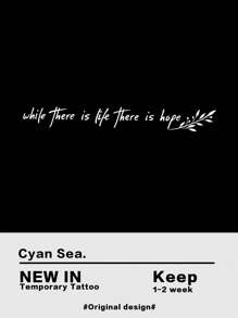 1張標語圖案紋身貼紙 - 黑色 - 查看 2