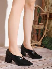 Women's Deep Vamp High Heel Shoes - Black - View 3