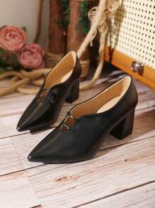 Women's Deep Vamp High Heel Shoes - Black - View 5