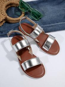 Châu Âu Và Châu Mỹ Mới Plus Size Giày Sandal Nữ Đi Biển Cho Mùa Hè - Bạc - Xem 3