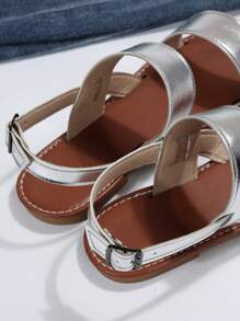 Châu Âu Và Châu Mỹ Mới Plus Size Giày Sandal Nữ Đi Biển Cho Mùa Hè - Bạc - Xem 4