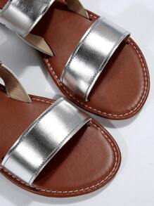 Châu Âu Và Châu Mỹ Mới Plus Size Giày Sandal Nữ Đi Biển Cho Mùa Hè - Bạc - Xem 6