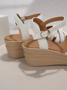 Mujer Sandalias cuña tacón plataforma - Blanco - Ver 5