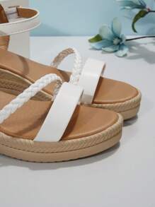 Sandalias De Plataforma Con Cuña Para Mujer, Blancas - Blanco - Ver 3