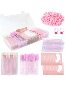 HMQ beauty 1套睫毛刷和眼罩和膠水圓環支架 - 粉色 - 查看 5