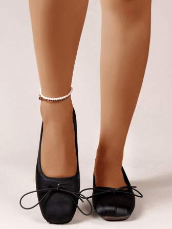 Flache Schuhe mit Damen Modisch Elegant Schmetterlingsknoten Dekor,