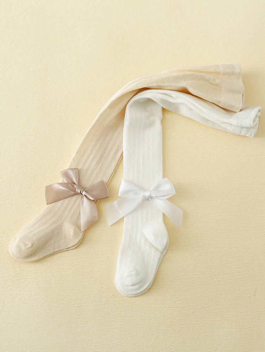 Chicas 2 pares Medias con diseño de lazo para vida diaria
