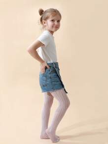 đôi bé gái quần tất có họa tiết sọc rỗng cho cuộc sống hàng ngày - trắng - Xem 4