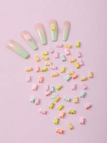 Kawaii 3D Bear Nail Art Charm, 50 chiếc Nail Resin Phụ kiện trang trí móng tay bằng kim cương giả - Nhiều màu - Xem 1