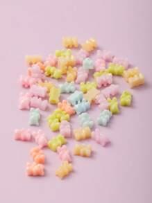Kawaii 3D Bear Nail Art Charm, 50 chiếc Nail Resin Phụ kiện trang trí móng tay bằng kim cương giả - Nhiều màu - Xem 3